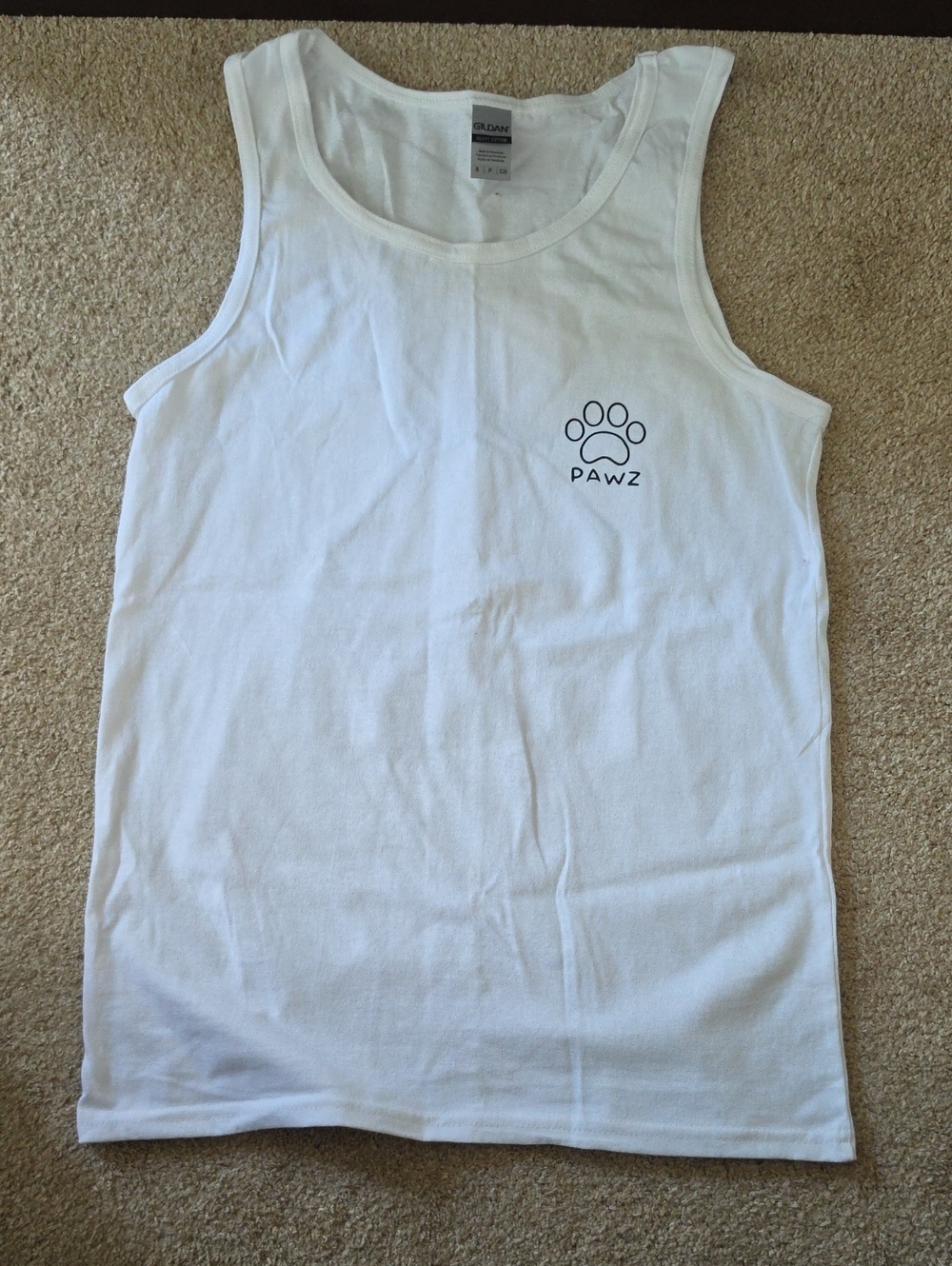 PAWZ White Tank with Black Paw Logo